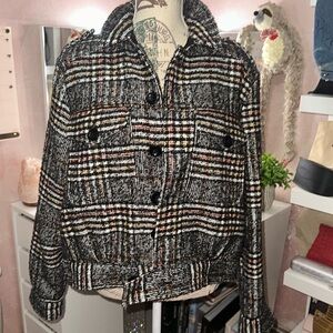 Free people button up tweed jacket